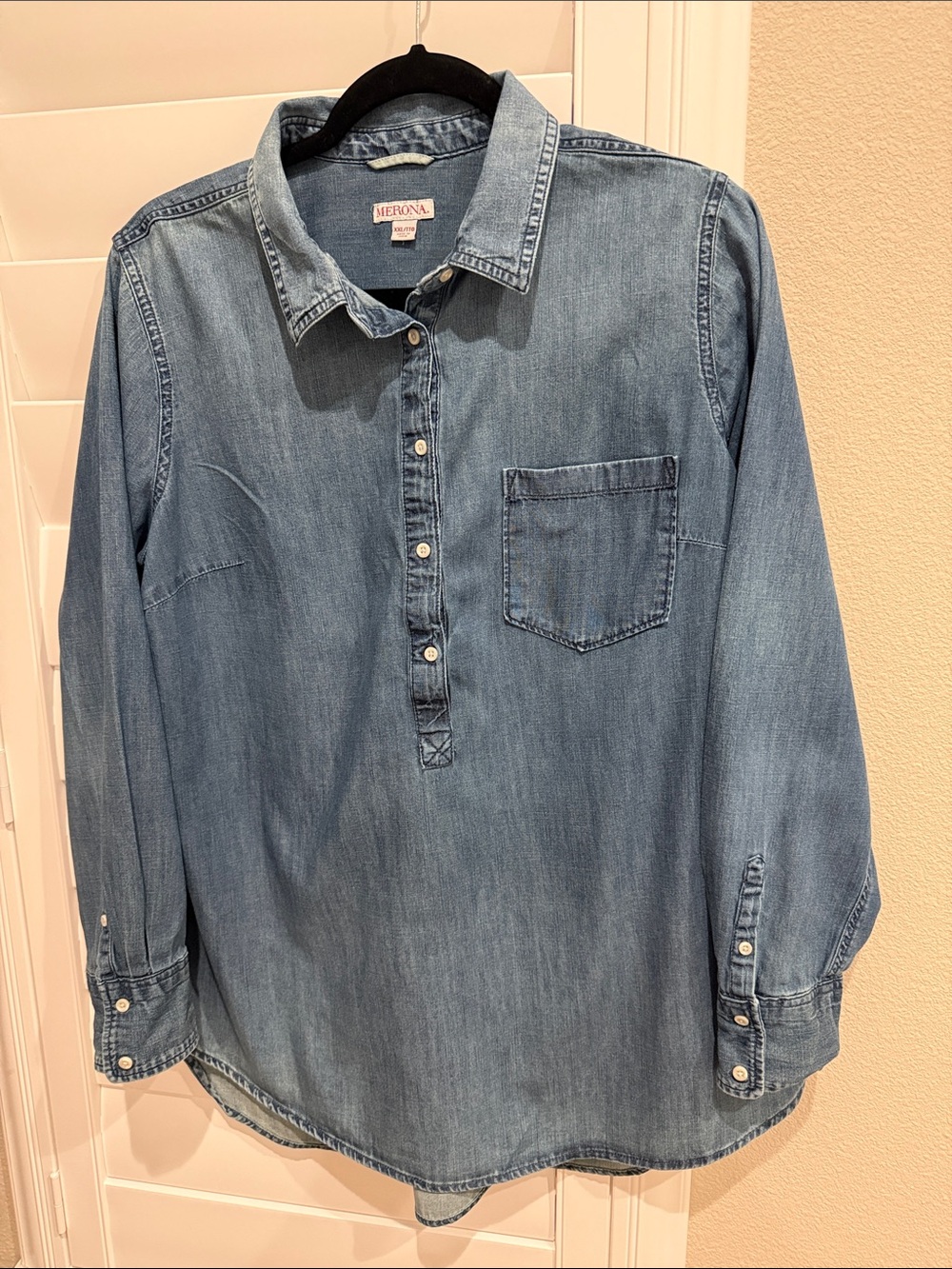 Merona Medium Wash Denim Pullover Shirt